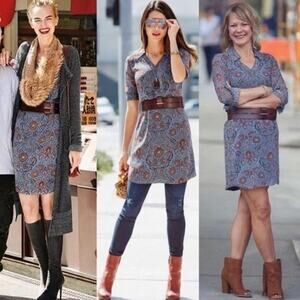 Cabi #3295 Blue Floral Provincial Dress Small